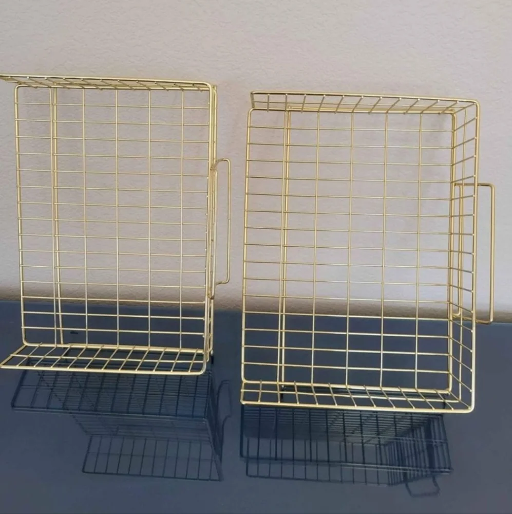 2 Gold Letter Tray Office Organizers - Stackable